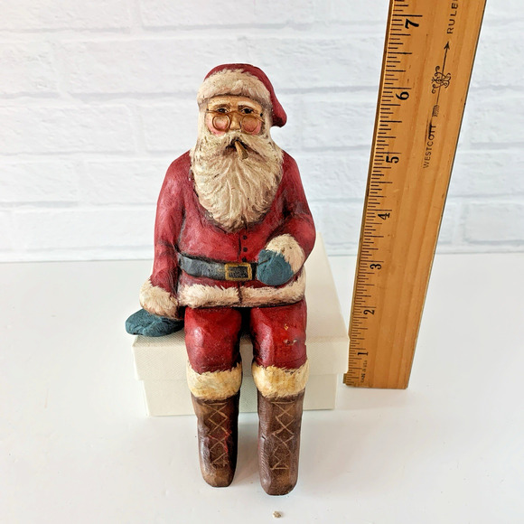 Vintage Crate Prospects Santa Shelf Sitter Figure Ann Olson Wood Hand Carved - Picture 11 of 11